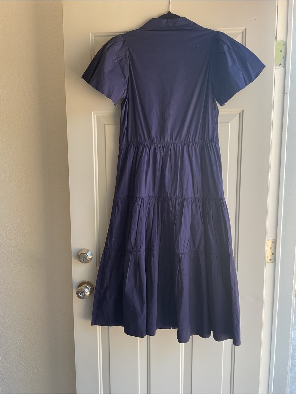 Jude Connally Navy Button-Front Tiered Midi Dress - Picture 3 of 4